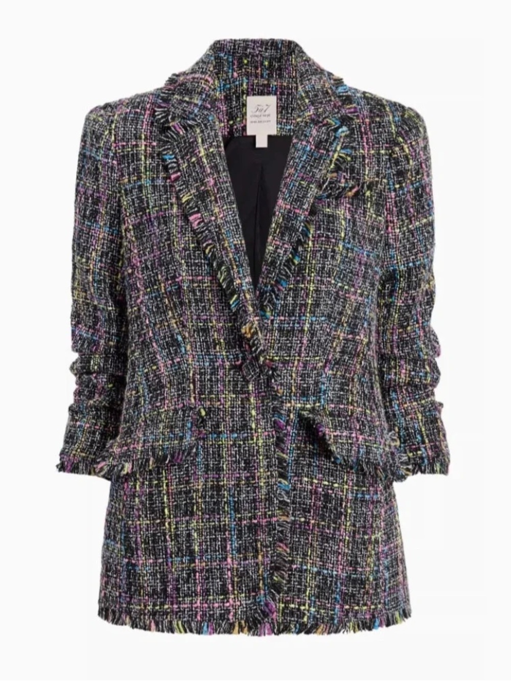 cinq a sept Black Multi Spacedye Tweed Blazer Jacket